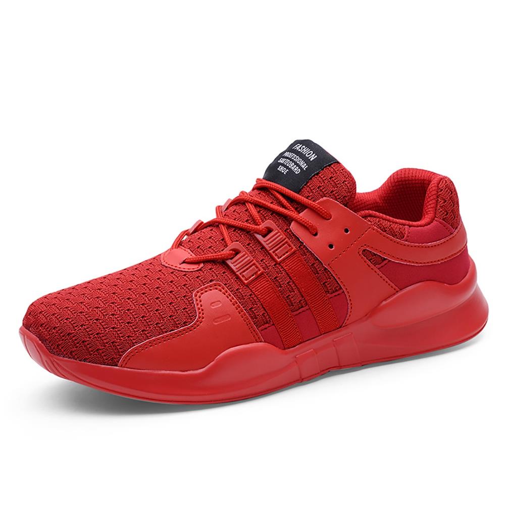 Men's Casual Outdoor Tennis Sneakers(Flying Woven Upper Running Shoes Size EU39.5) - Red
