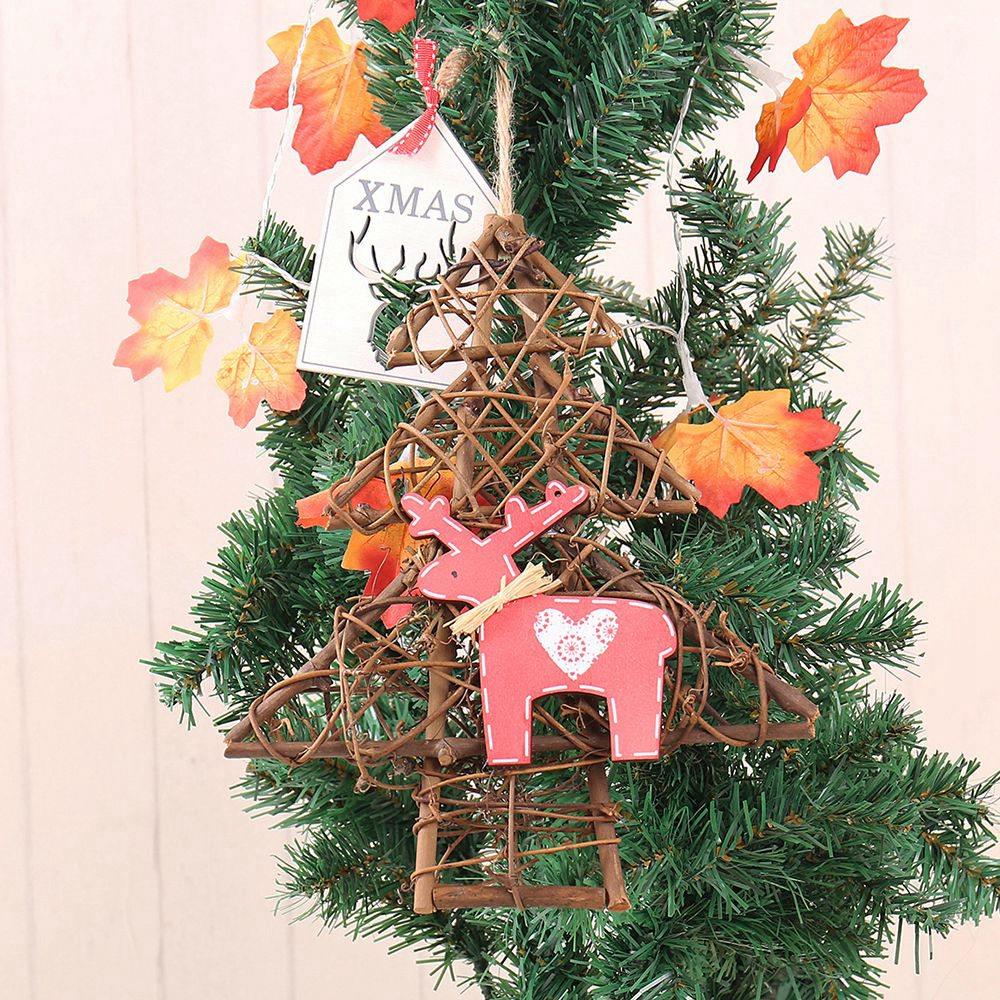 20LEDs Natural Dried Wreath DIY Christmas Tree Rattan String Light Wreaths Christmas Door Wall Wedding Decoration - Warm White