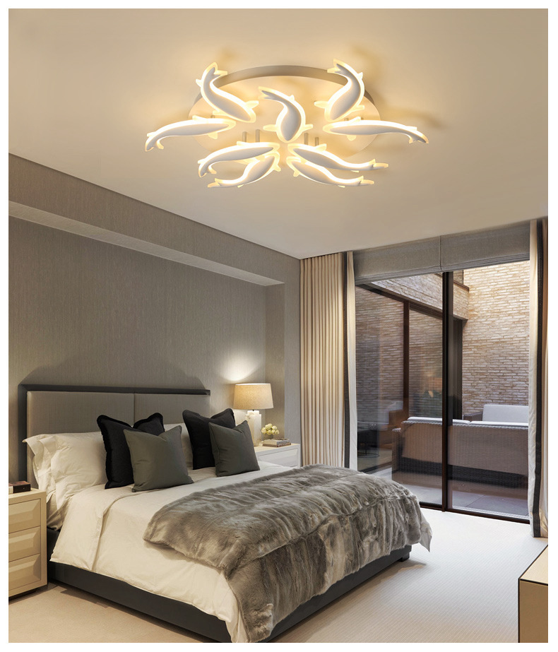 FUMAT Nordic Modern Acrylic Ceiling Light - Minimalist Leaping Fishes Design with 3 Lights