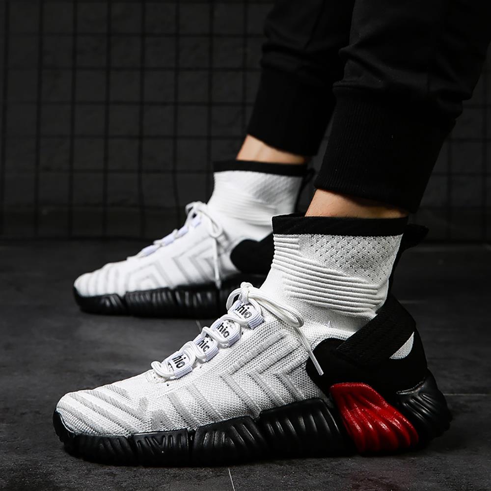 Men Outdoor Tennis Shoes Running Shoes Mesh Casual Shoes Flying Woven Upper Size EU 39.5 - White
