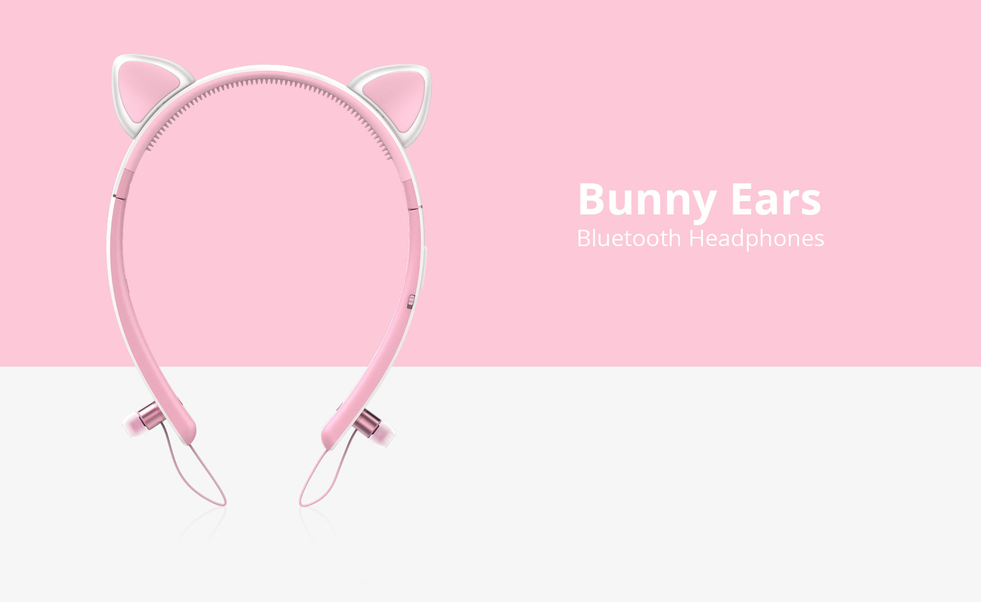 Tronsmart Bunny Ears Bluetooth Headphones with LED Light - Pink