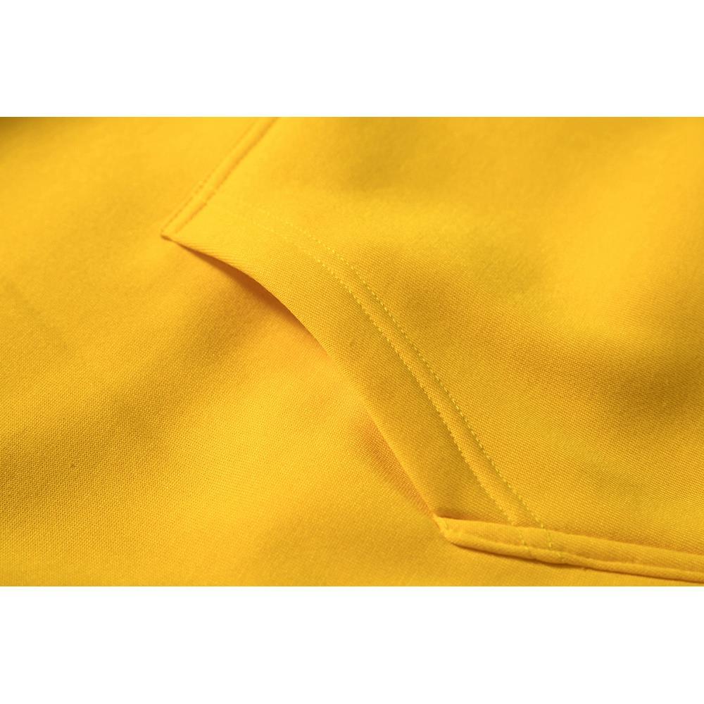 WY30 Men's Autumn Casual Irregular Loose Hoodie (Color Block Cotton Sweatshirt Size M) - Yellow