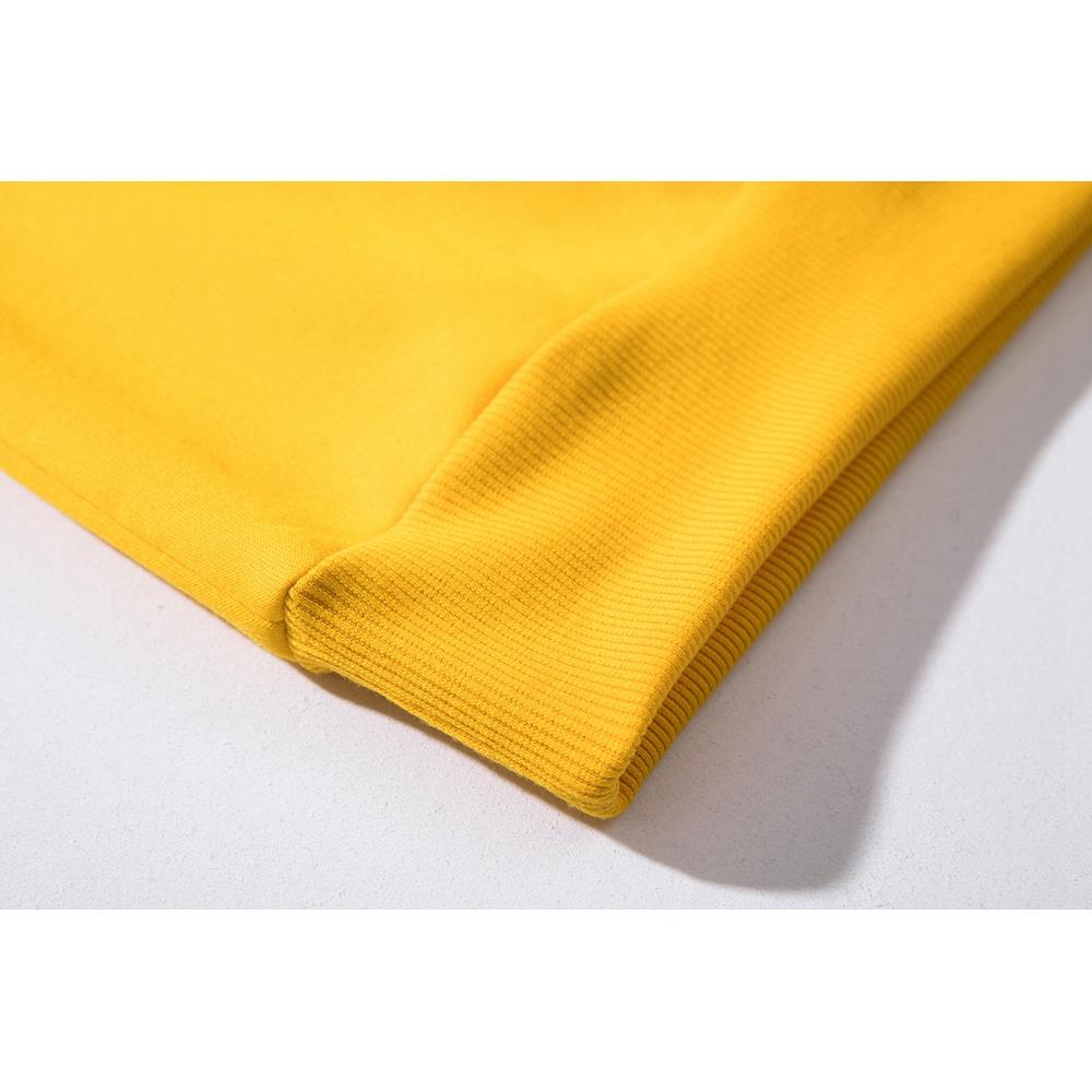 WY40 Men's Autumn Basic Casual Round Neck Sweatshirt (Color Block Cotton Pullover Shirt Size M) - Yellow