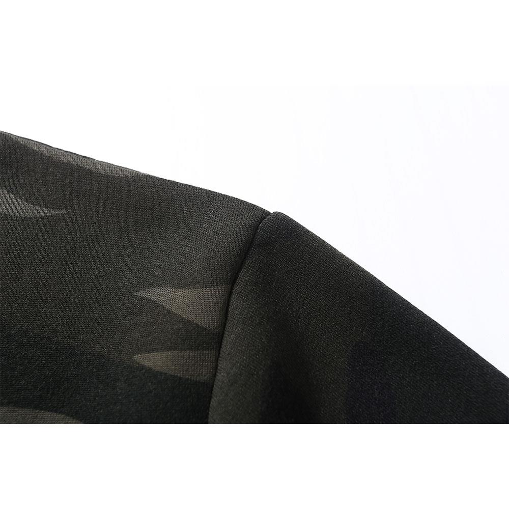 WY09 Men's Casual Crew Neck Camouflage Stitching Cotton Sweatshirt Size L - Army Green