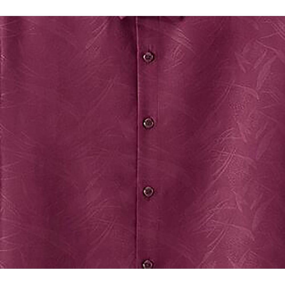 Men's Autumn Basic Business Stand Collar Shirt (Long Sleeve Slim Fit Cotton Size M) - Burgundy