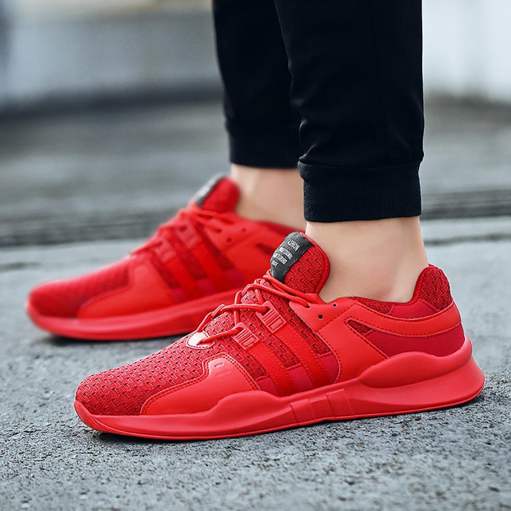 Men's Casual Outdoor Tennis Sneakers(Flying Woven Upper Running Shoes Size EU39.5) - Red