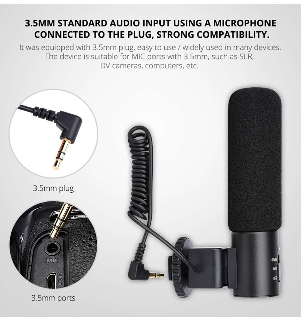Yelangu MIC03 Professional Wired Microphone Built-in Heart-shaped Pickup Shockproof Design For Sound-pickup In Interview - Black