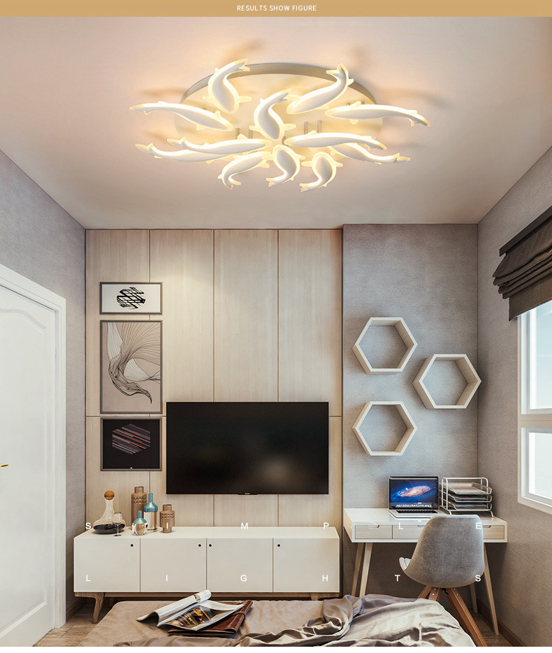 FUMAT Nordic Modern Acrylic Ceiling Light - Minimalist Leaping Fishes Design with 3 Lights