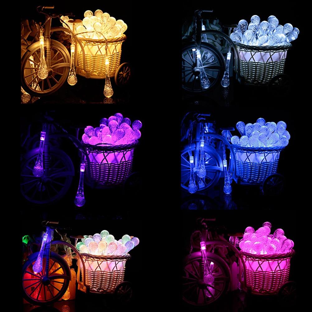 20PCS LED Water Drop Battery LED String Lights Holiday Christmas Party Garden Decoration Lights (2.2 Meters) - White