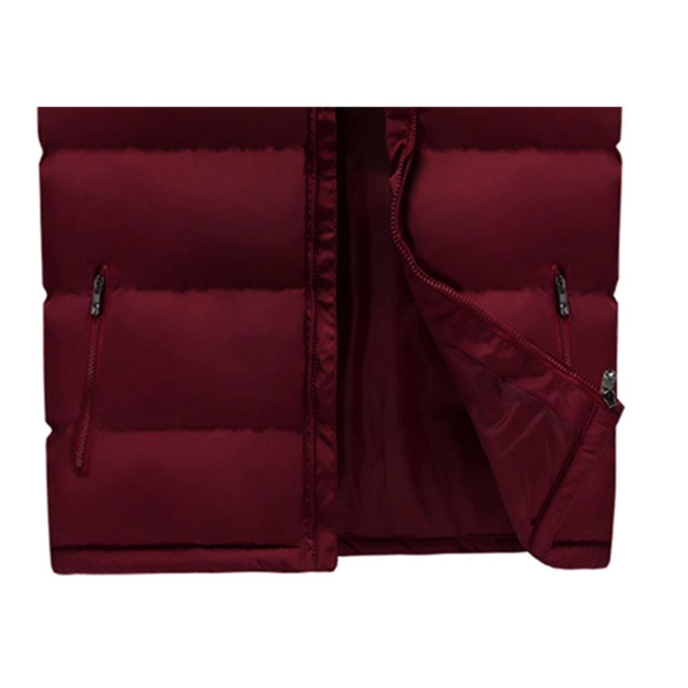 LH1801 Men's Winter Thick Stand Collar Cotton Waistcoat (Solid Color Vest Sleeveless Jacket Size L) - Burgundy