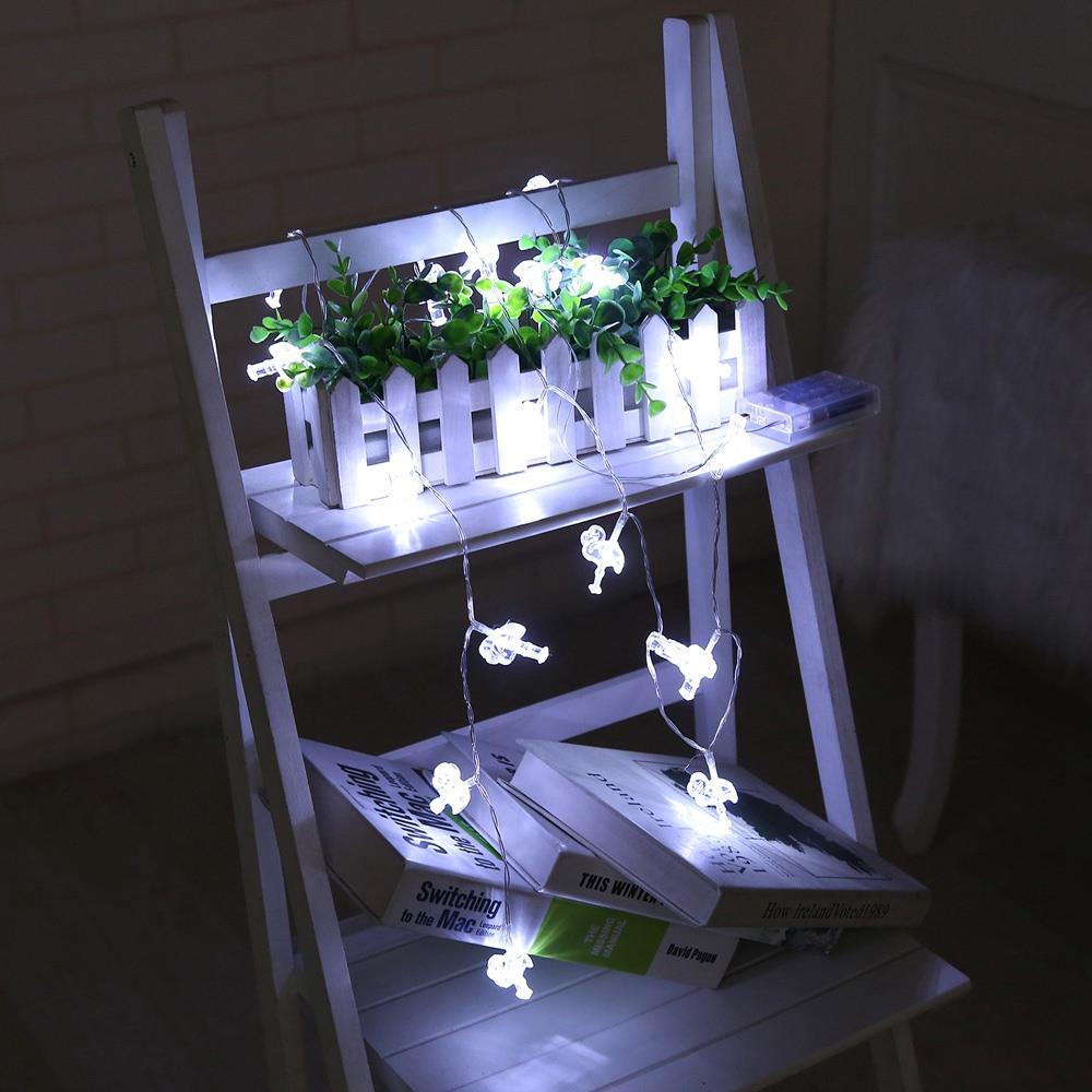 20PCS LED Flamingo Battery LED String Lights Holiday Christmas Party Garden Decoration Lights (2.2 Meters) - White