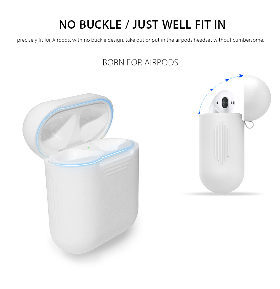 Silicon Case For Apple AirPods Portable Shock Proof Protective Cover For Headphones - White