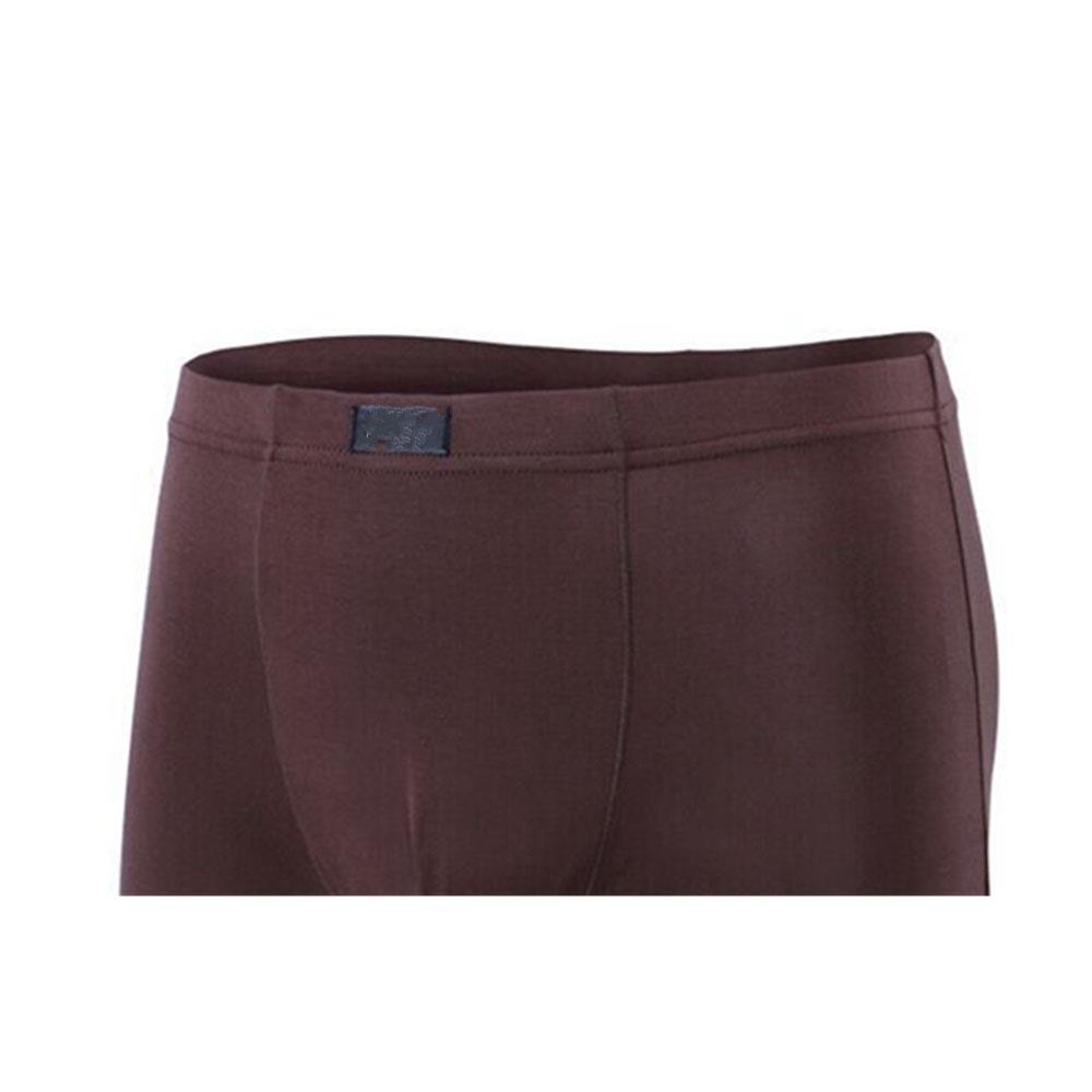 C811 Men Sexy Breathable U Convex Solid Color Elastic Boxers Underwear Size L - Dark Brown