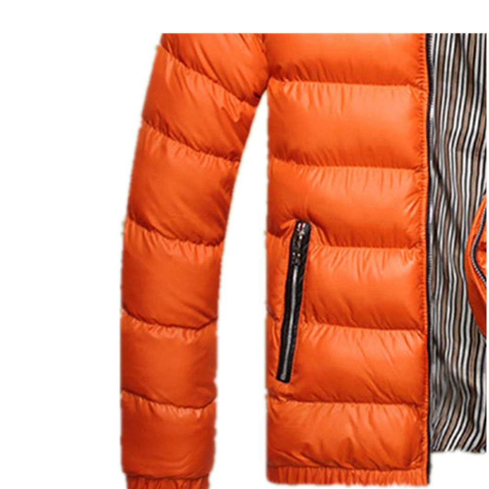 TG220 Men's Winter Hooded Down Jacket (Cotton Padded Warm Slim Fit Coat Size L) - Orange
