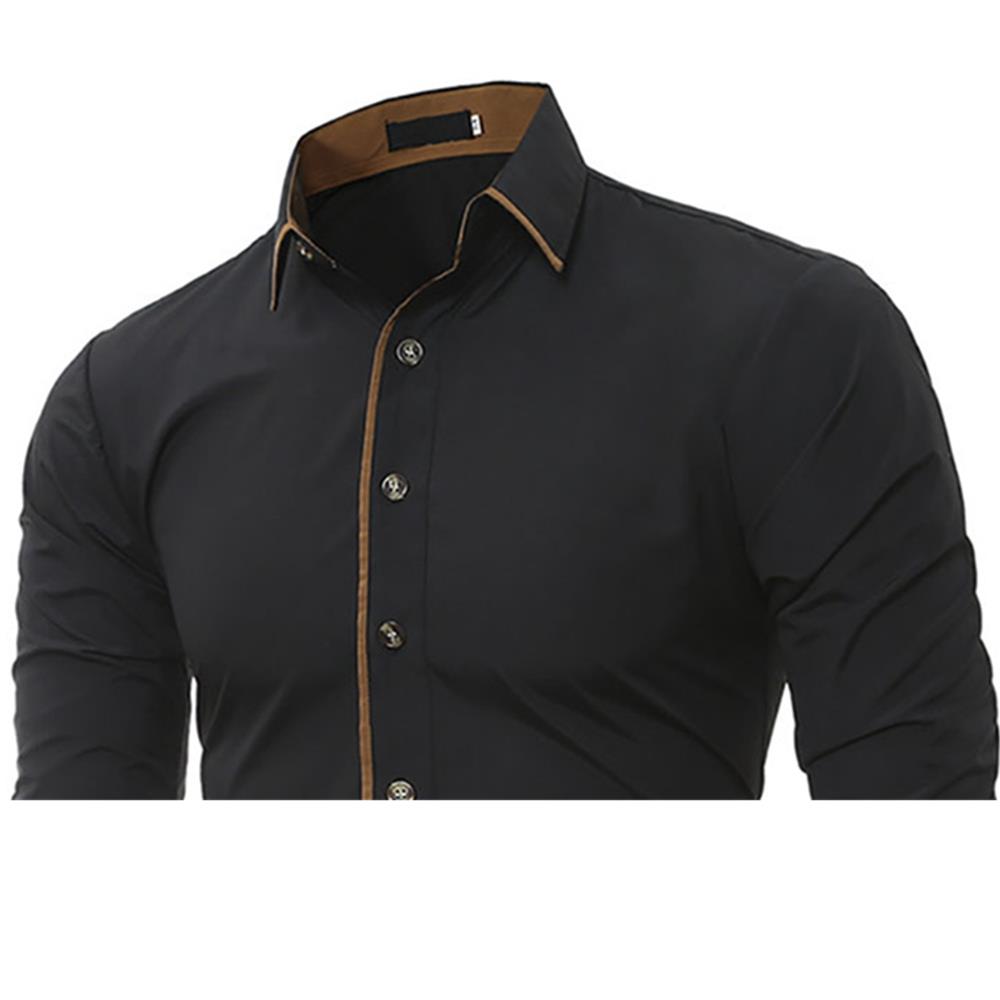 Men's Casual Shirt Long Sleeve Slim Fit (Size M) - Black