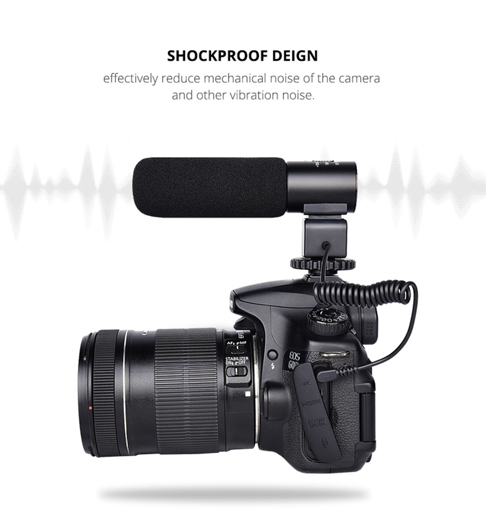 Yelangu MIC03 Professional Wired Microphone Built-in Heart-shaped Pickup Shockproof Design For Sound-pickup In Interview - Black