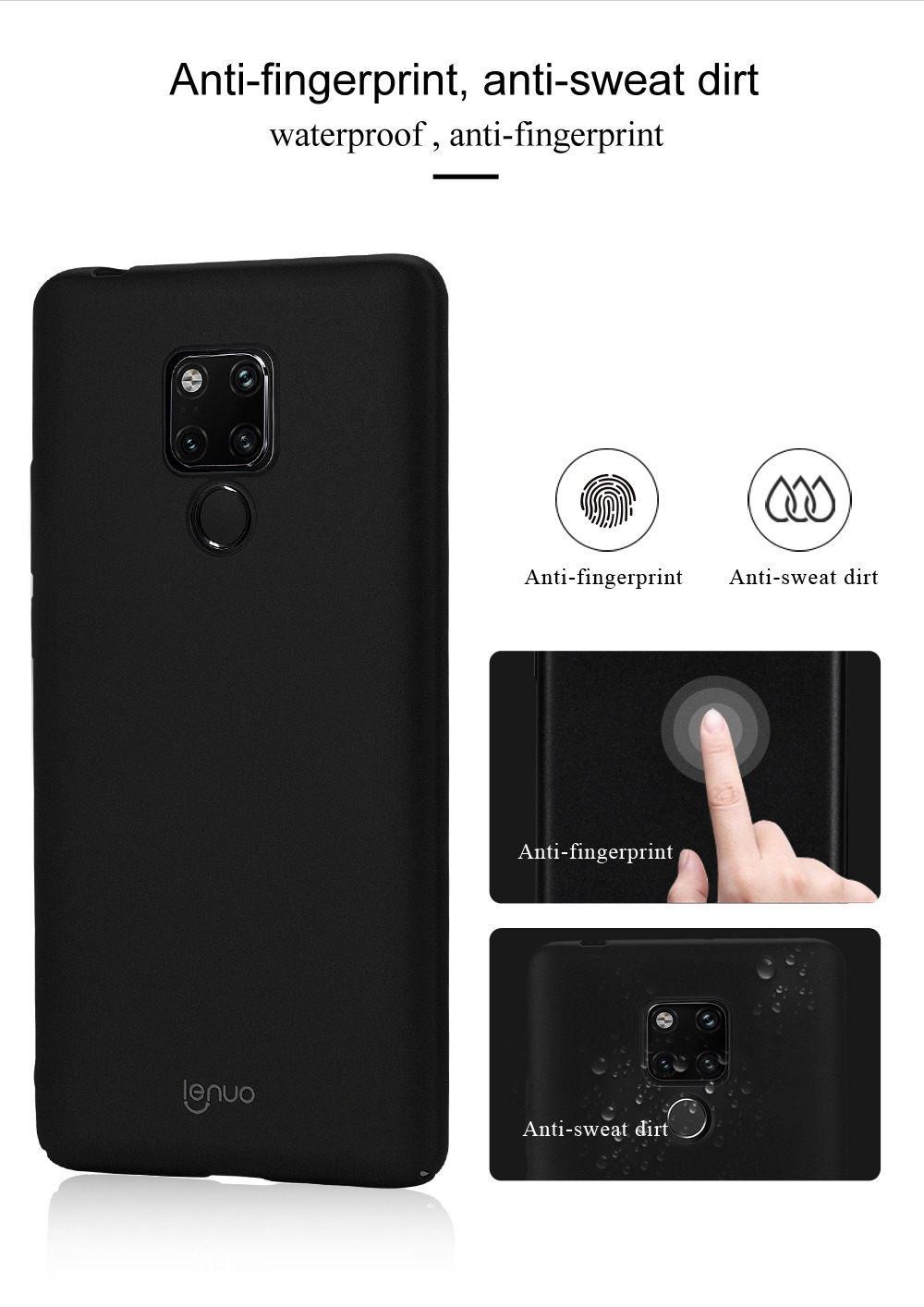 Lenuo Protective Phone Case for HUAWEI Mate 20 X PC Phone Cover - Black