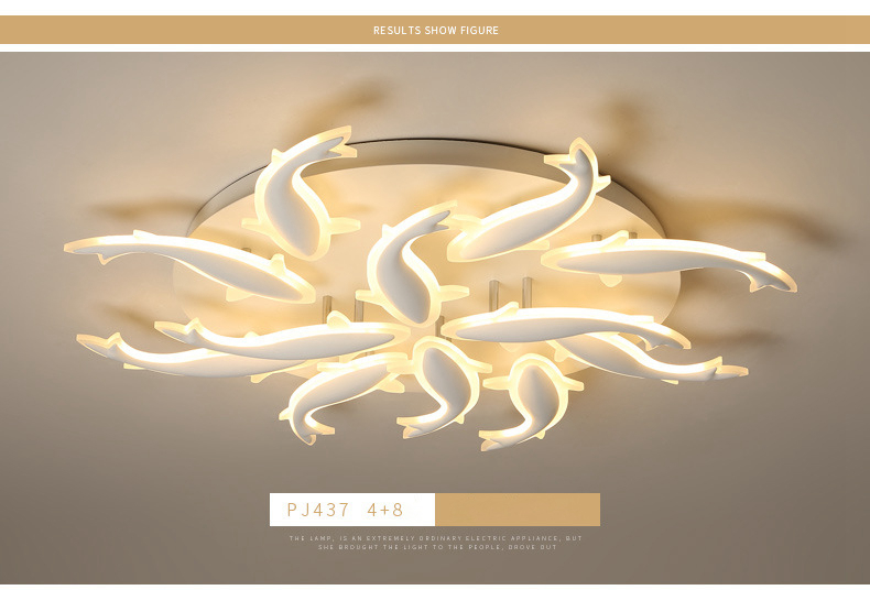 FUMAT Nordic Modern Acrylic Ceiling Light - Minimalist Leaping Fishes Design with 3 Lights