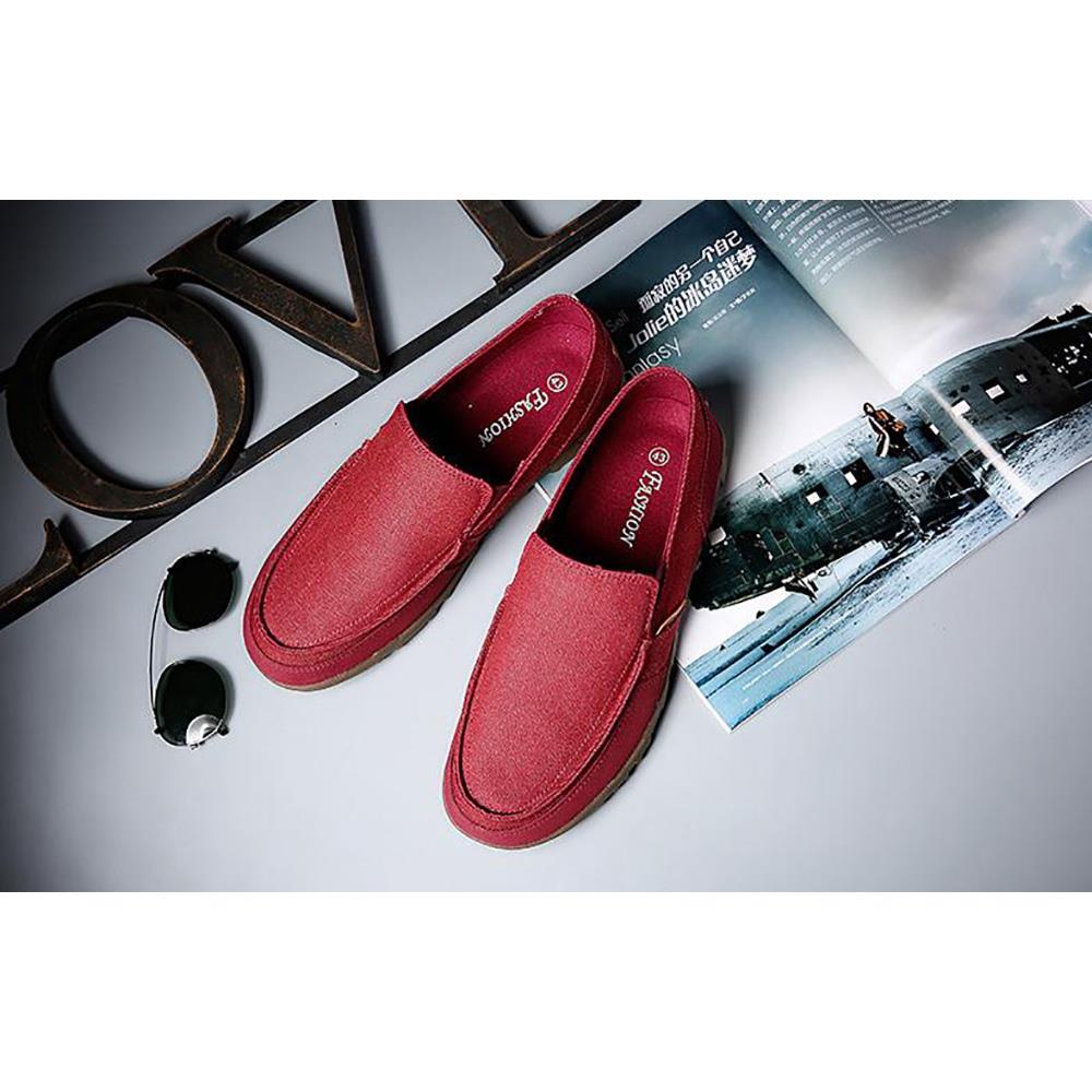 S1029 Men's Casual Canvas Shoes (Comfortable Rubber Sole Flats Size EU39) - Red
