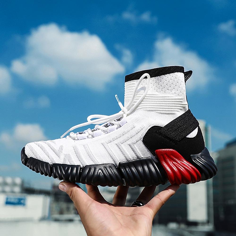 Men Outdoor Tennis Shoes Running Shoes Mesh Casual Shoes Flying Woven Upper Size EU 39.5 - White