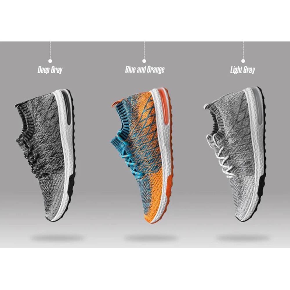 Men's Casual Sneakers Knitted Lace Up Shoes EU42 - Blue + Orange