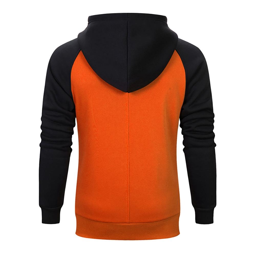WY39 Men's Autumn Winter Raglan Hoodie (Color Block Breathable Size M) - Orange