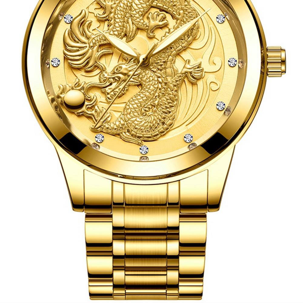 S666 Men's Business Analog Quartz Movement Stainless Steel Watch - Gold