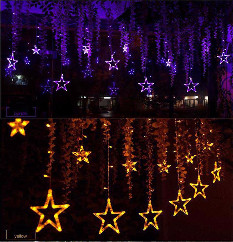 Pentagram LED Bulbs String Floral Lights for Party Garden Decoration (2.5 Meter) - Warm White