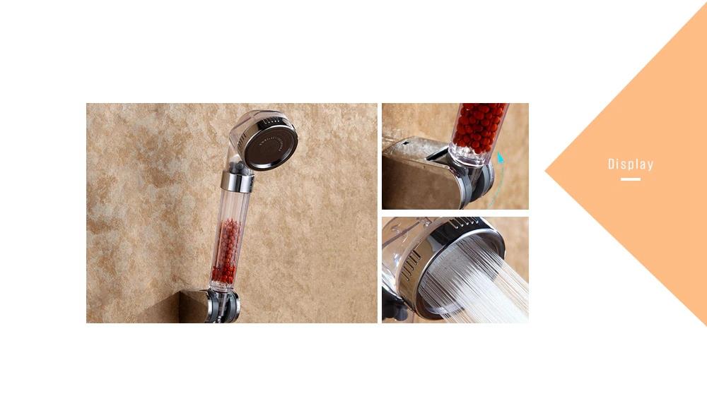 Negative Ionic Shower Head Handheld High-Pressure Water-saving Three-functions Sprayer for Bathroom - Silver