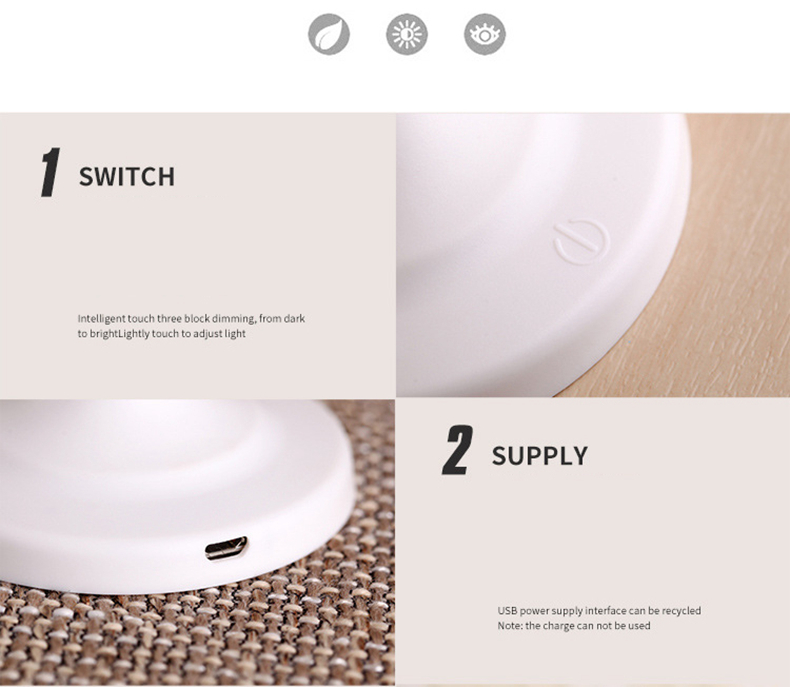 FUMAT Mini LED Table Lamp USB Rechargeable Folding Book Light for Creative Gift Novelty Bedroom Night Light - White