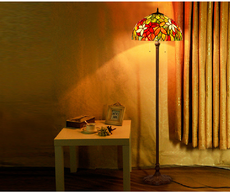 FUMAT Tiffany Style Stained Glass Handcrafted Floor Lamp - Romantic Ripe Grapes Design