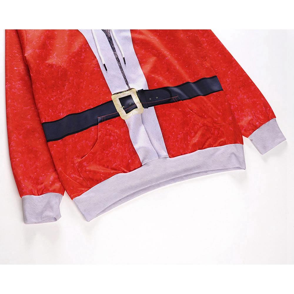 Men's Christmas Series 3D Printed Santa Claus Belt Pattern Hoodie (Hooded Pullover Sweatshirt Size M) - Red