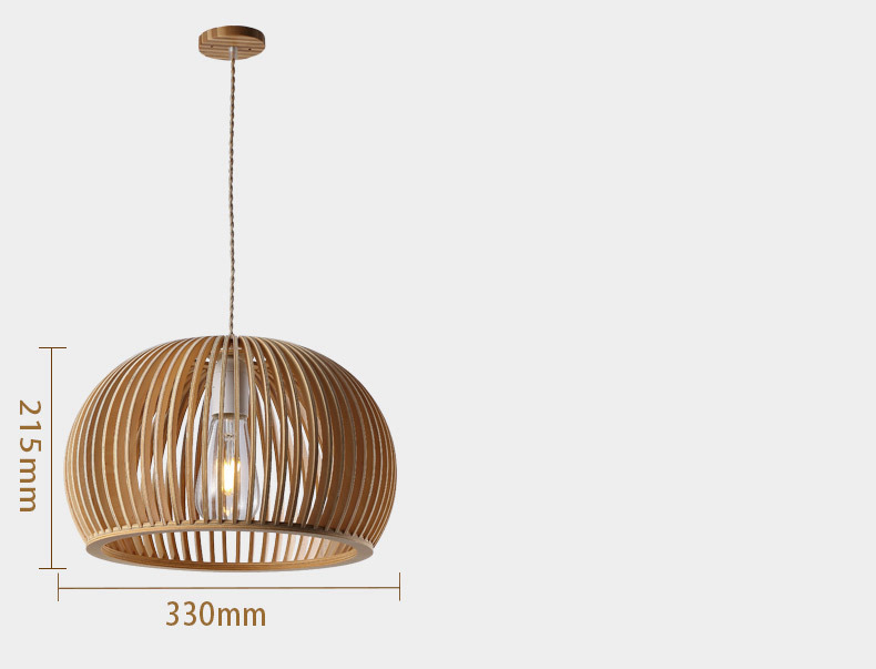 FUMAT Nordic Modern Pendant Light - Original Solid Wooden Round Hanging Lamp (Size 320mm)