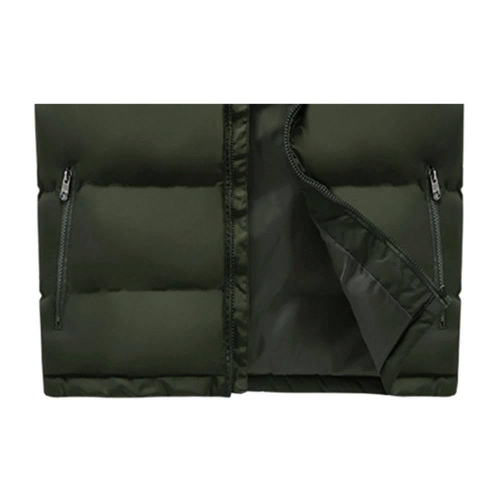 LH1801 Men's Winter Thick Stand Collar Cotton Waistcoat (Solid Color Vest Sleeveless Jacket Size L) - Army Green