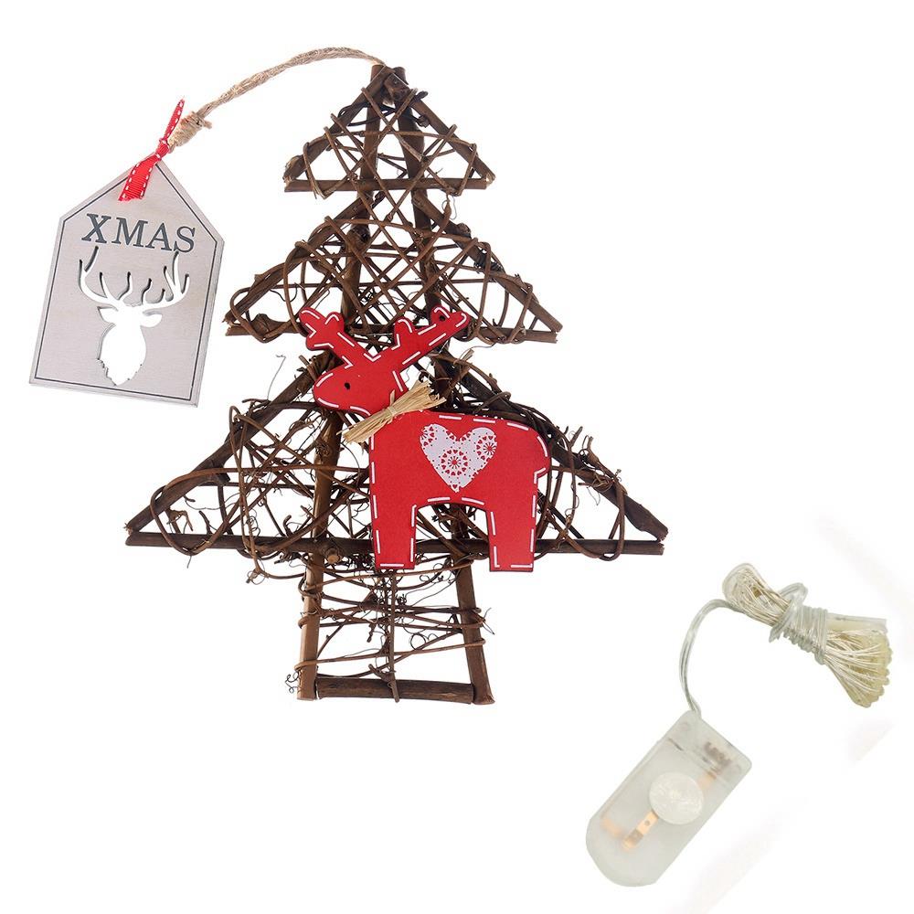 20LEDs Natural Dried Wreath DIY Christmas Tree Rattan String Light Wreaths Christmas Door Wall Wedding Decoration - Warm White