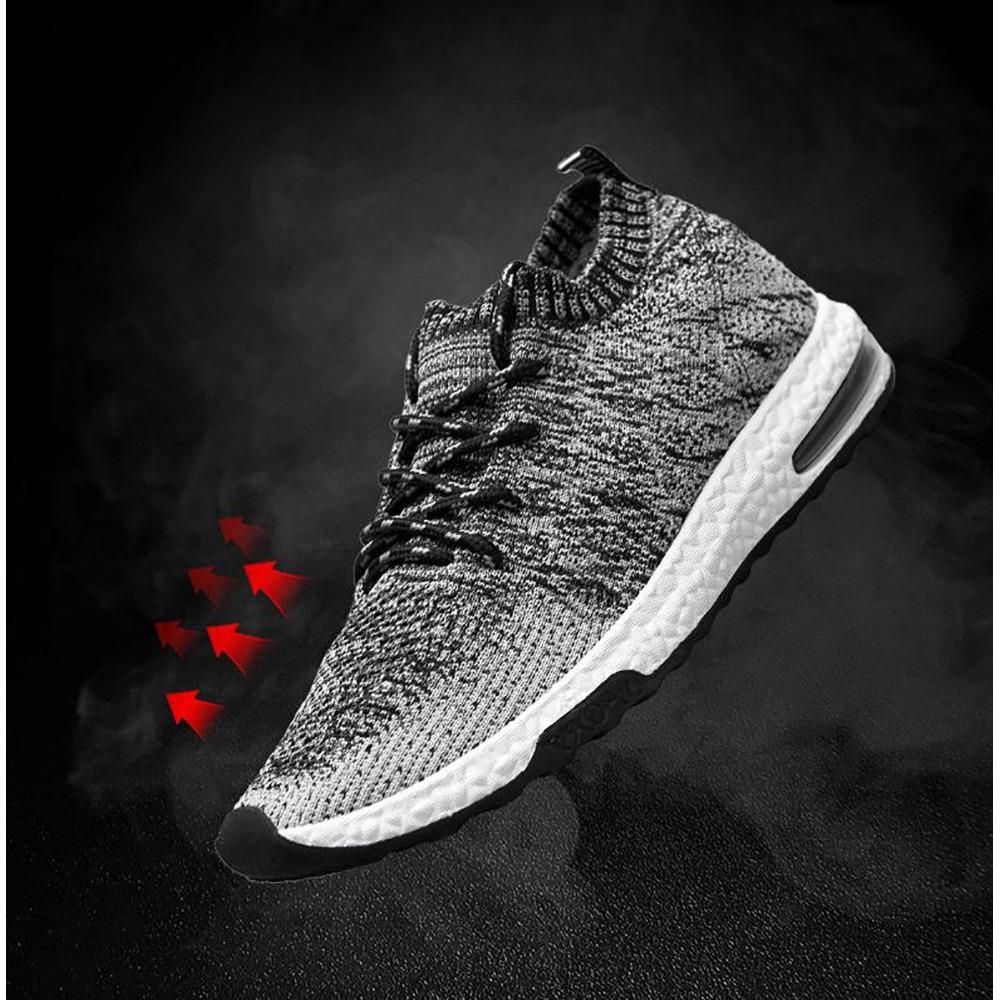 Men's Casual Sneakers Knitted Lace Up Shoes EU42 - Blue + Orange