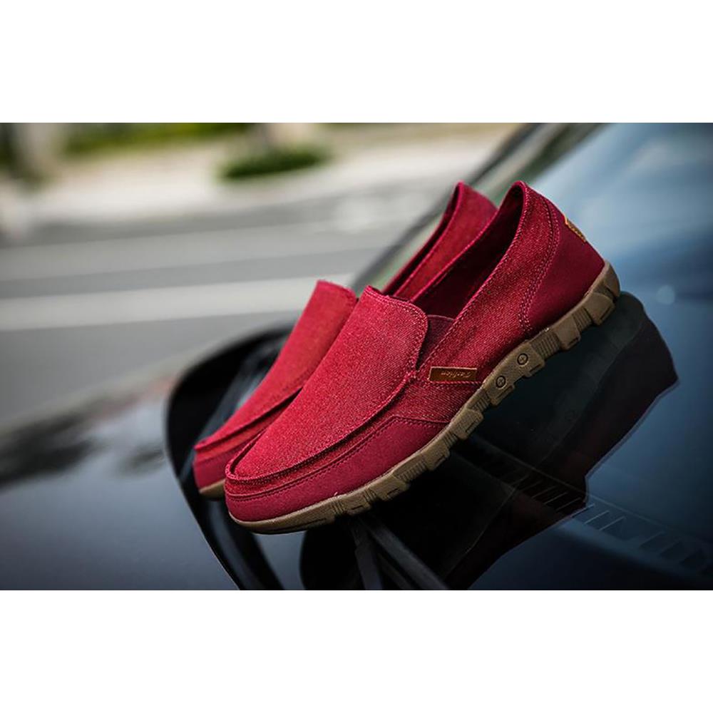 S1029 Men's Casual Canvas Shoes (Comfortable Rubber Sole Flats Size EU39) - Red