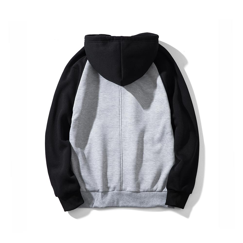 WY39 Men's Autumn Winter Raglan Hoodie (Color Block Breathable Size M) - Light Gray