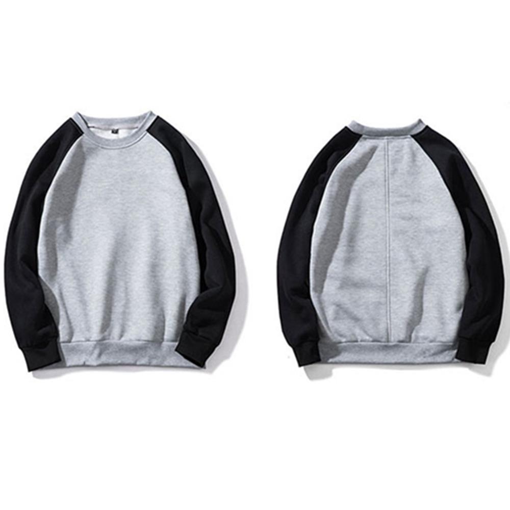 WY40 Men's Autumn Basic Casual Round Neck Sweatshirt (Color Block Cotton Pullover Shirt Size M) - Light Gray