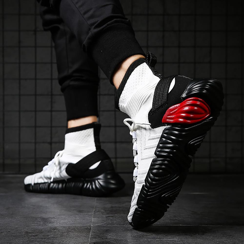 Men Outdoor Tennis Shoes Running Shoes Mesh Casual Shoes Flying Woven Upper Size EU 39.5 - White