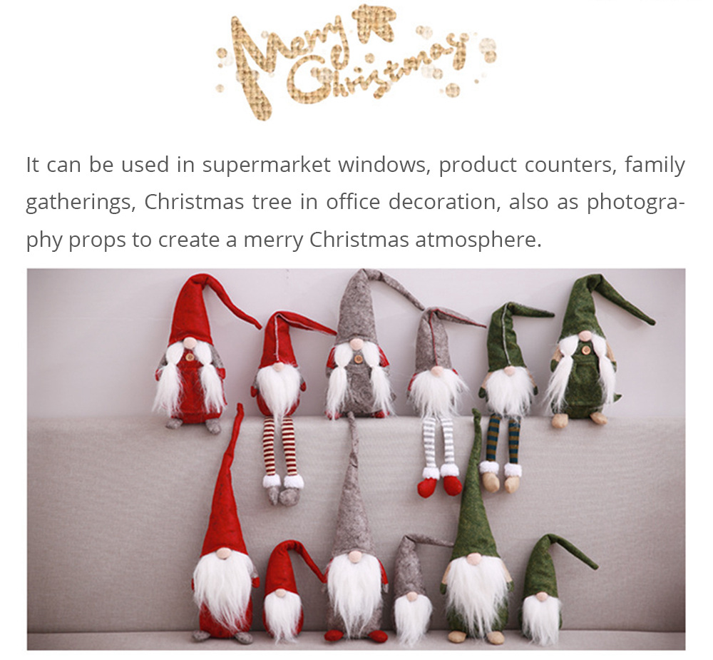 Christmas Decoration Cute Sitting Long-legged Elf Festival New Year Dinner Party for Home - Red