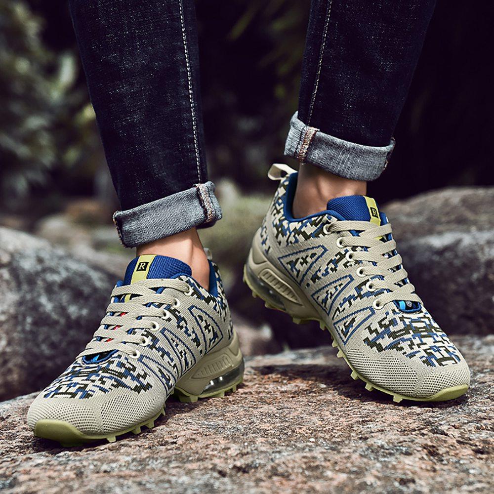 Men Outdoor Mountaineering Mesh Shoes Casual Flying Woven Shoes EU 39.5 - Camouflage Blue