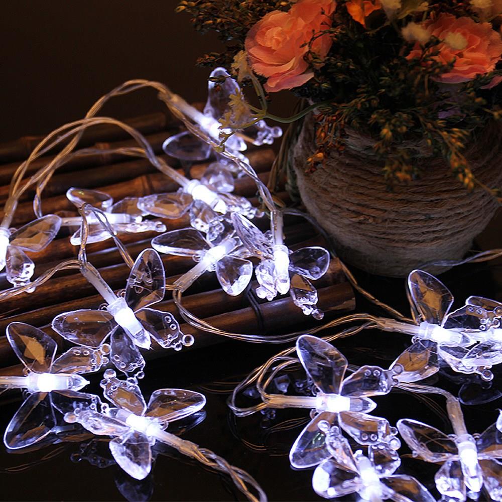 20PCS LED Butterfly Battery LED String Lights Holiday Christmas Party Garden Decoration Lights (2.2 Meters) - White