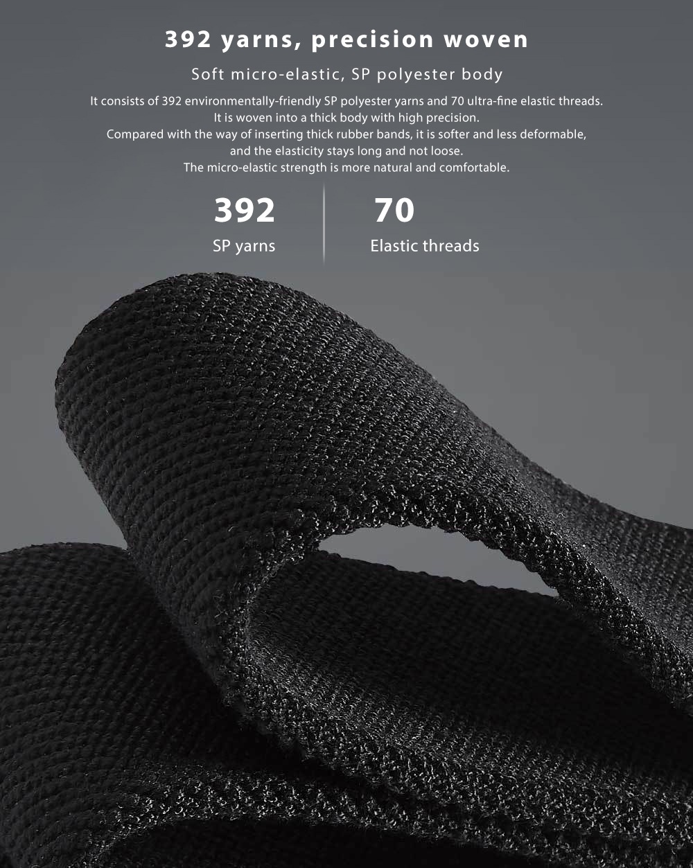 Xiaomi QIMIAN Stretch Fabric Sports Belt Elastic Plant Double Ring Buckle Size XL - Black