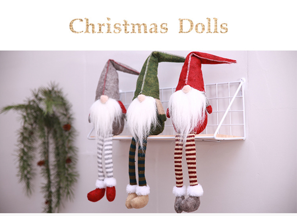 Christmas Decoration Cute Sitting Long-legged Elf Festival New Year Dinner Party for Home - Red