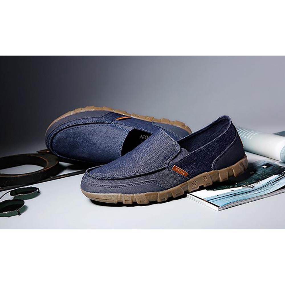 S1029 Men's Casual Canvas Shoes (Comfortable Rubber Sole Flats Size EU39) - Blue