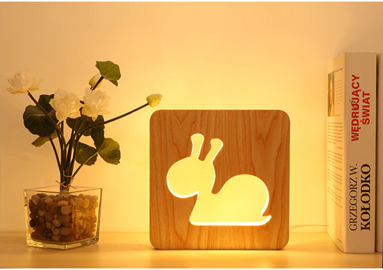 FUMAT Warm Modern LED Table Lamp - Creative Snails Wood Board Design