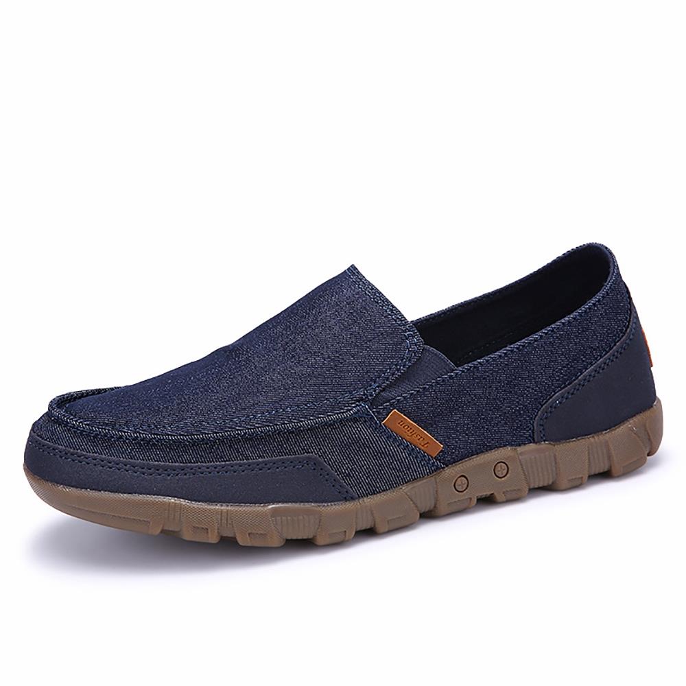 S1029 Men's Casual Canvas Shoes (Comfortable Rubber Sole Flats Size EU39) - Blue
