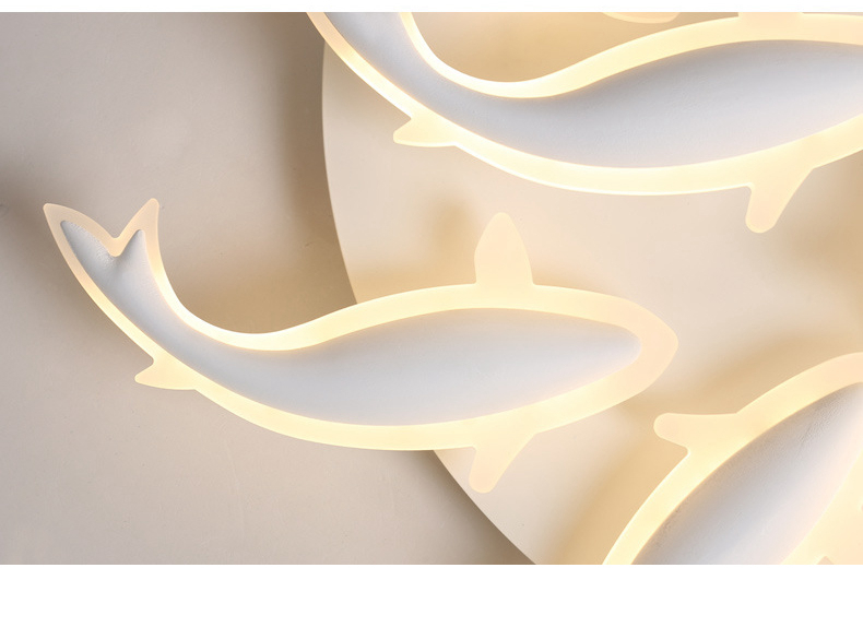 FUMAT Nordic Modern Acrylic Ceiling Light - Minimalist Leaping Fishes Design with 3 Lights