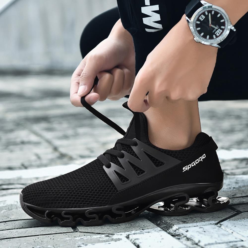 TK10 Men's Casual Outdoor Tennis Sneakers (Breathable Comfortable Color Running Shoes Size EU39.5) - Black